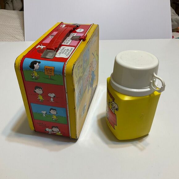 Vintage Peanuts Snoopy Charlie Brown 1960’s Metal Lunchbox and Thermos by Thermo - Picture 9 of 15